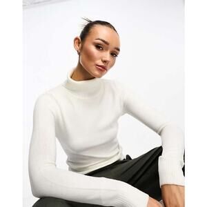 NWT French Connection Winter White Ribbed Turtleneck, Long Sleeve, Classic, XL